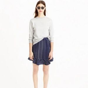 J. Crew Navy Pinstripe Flounce Mini Skirt